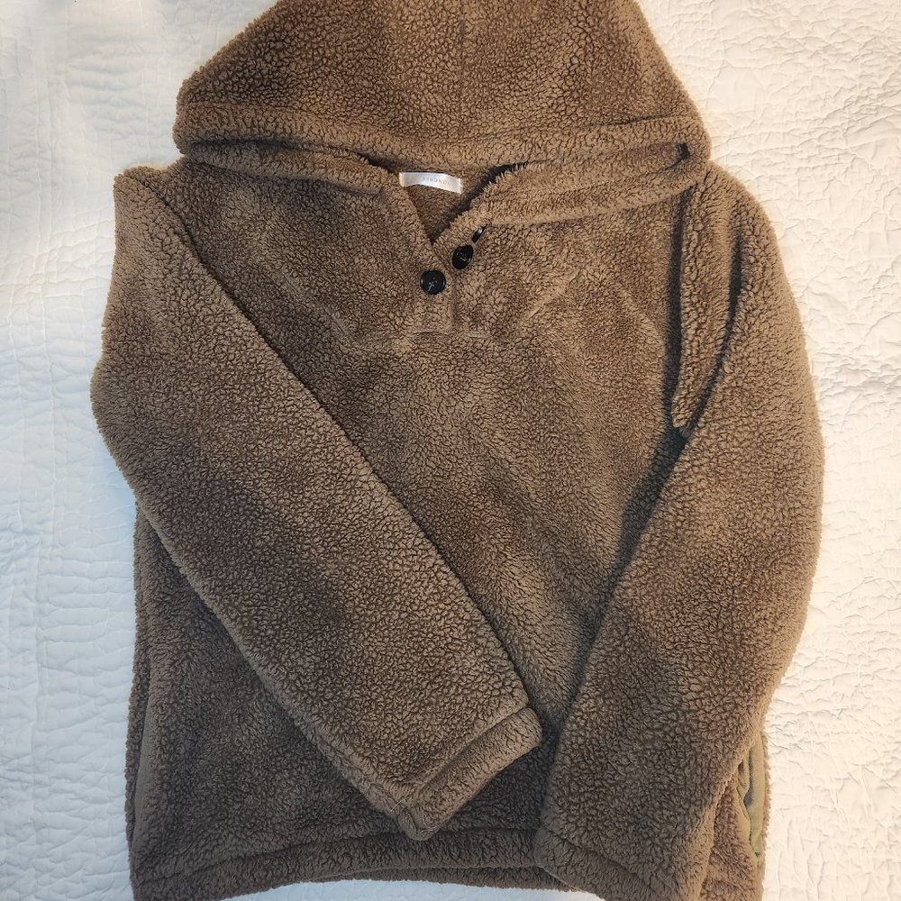 Kirundo Women's Brown Fleece Henley Sweatshirt